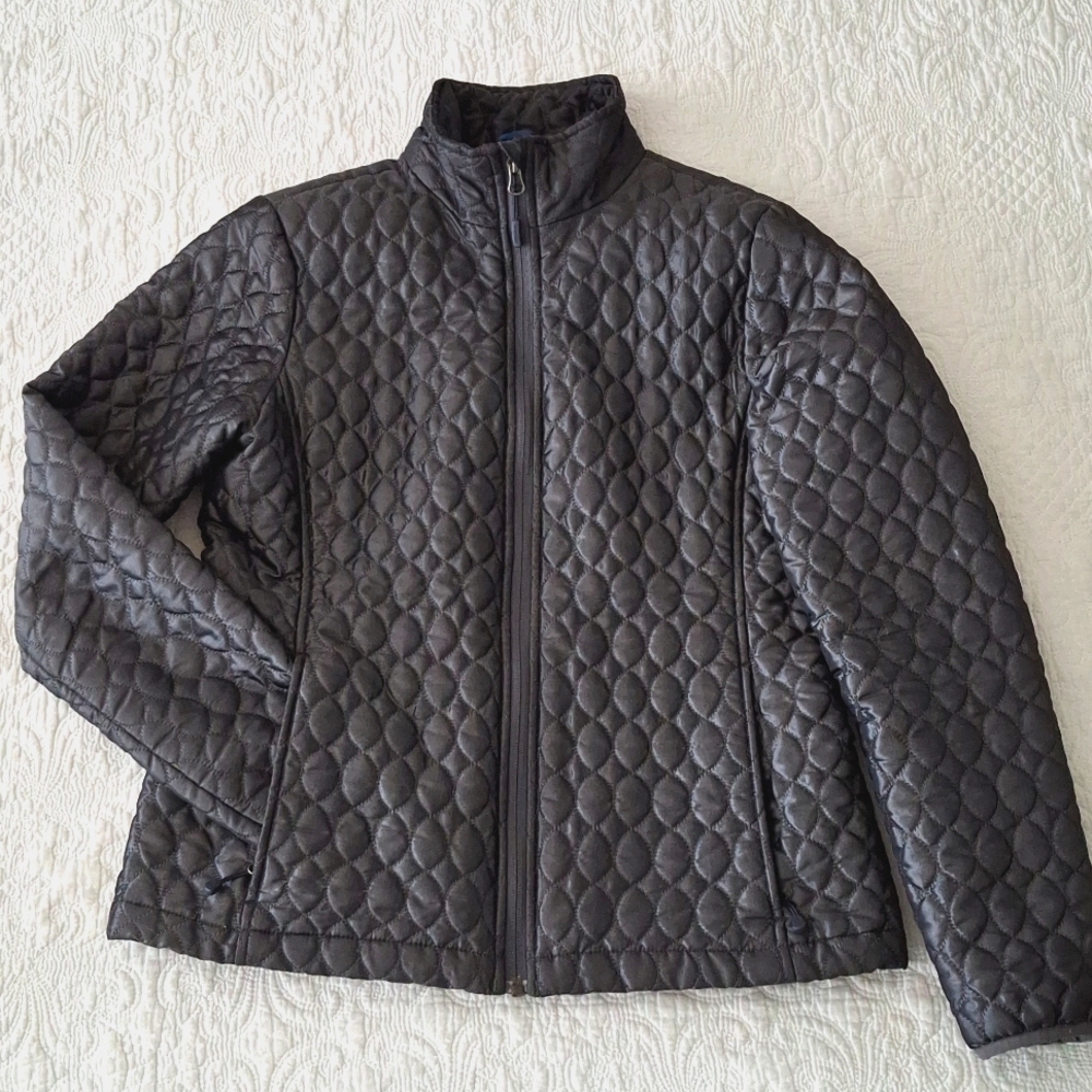 Lands End XS Metallic Primaloft Jacket Pewter Silver Insulated Packable
